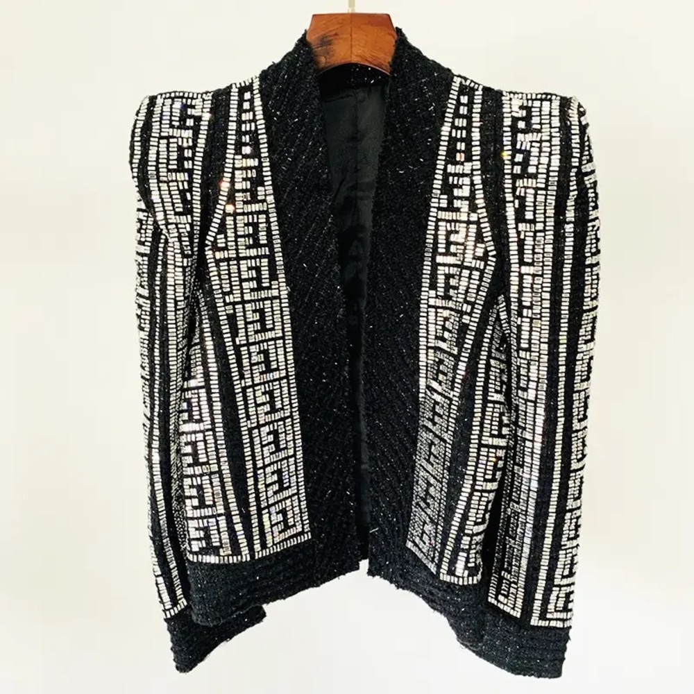 Women Wool Blends Tweed Jacket